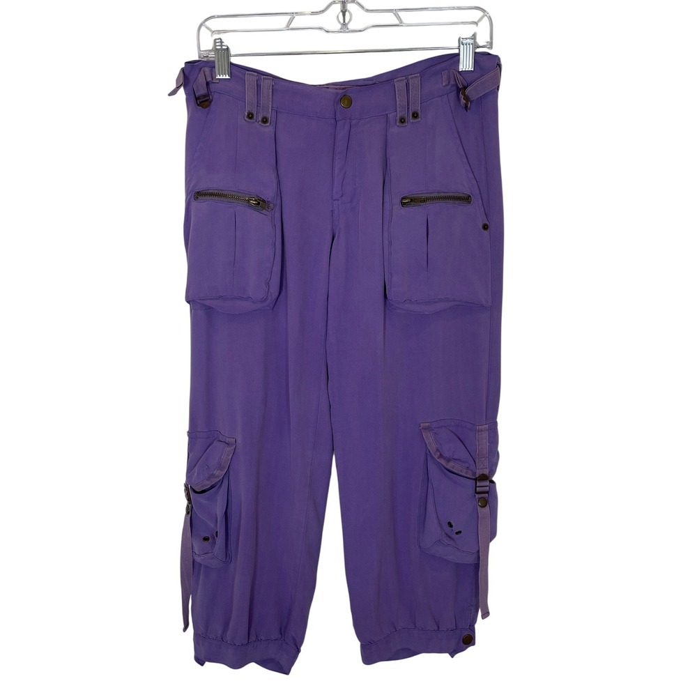 Da-Nang Y2K Vintage Crop Pants Surplus Purple Cargo Utility Silk Low Rise XS
